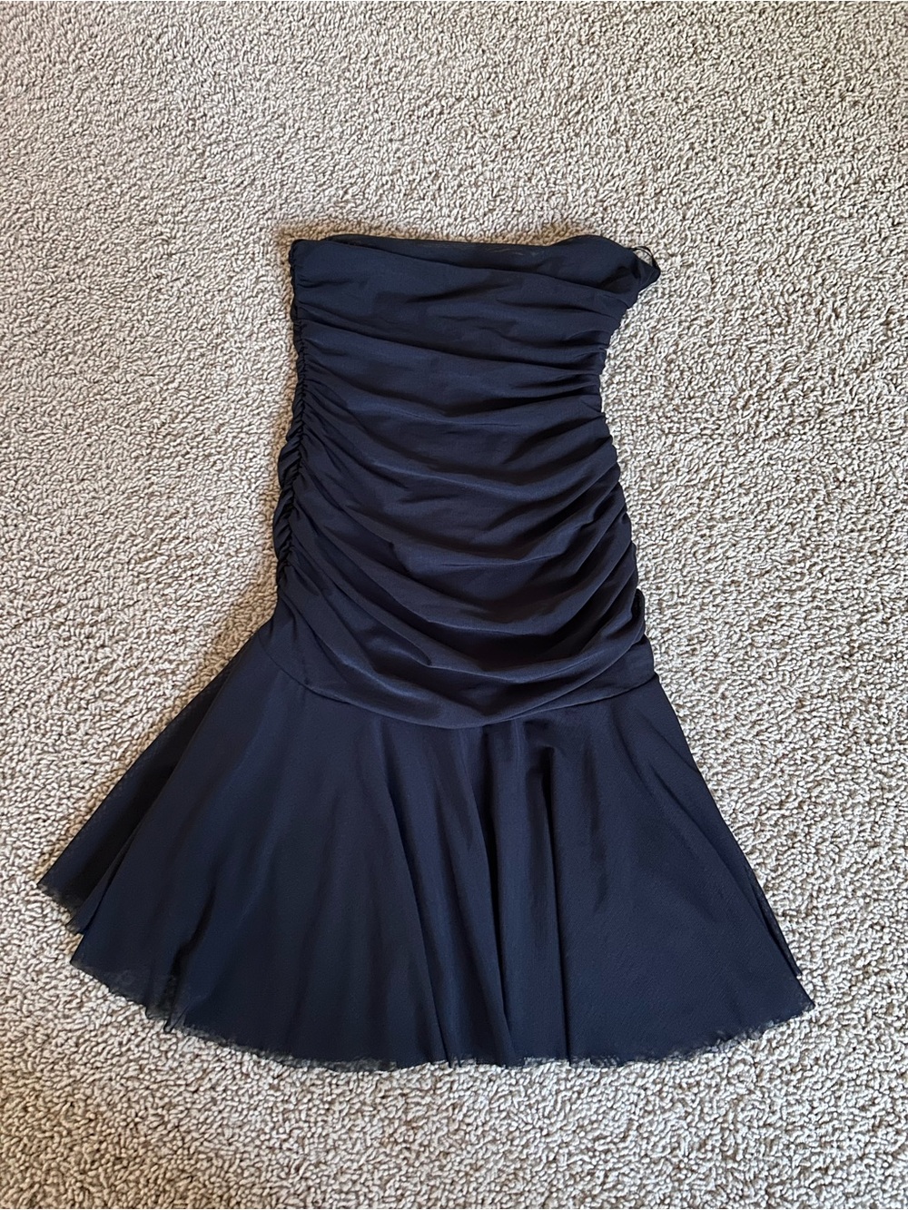 H&M Strapless Black Ruched Fit-and-Flare Dress